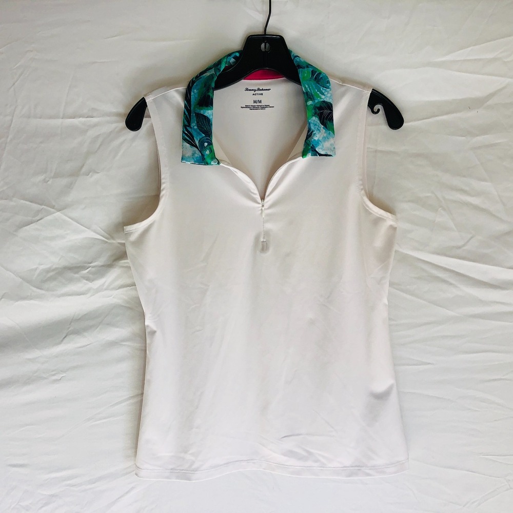 Tommy Bahama Top Women's Medium Tropical Sleeveless  1/4 Zip Golf  Tennis Shirt